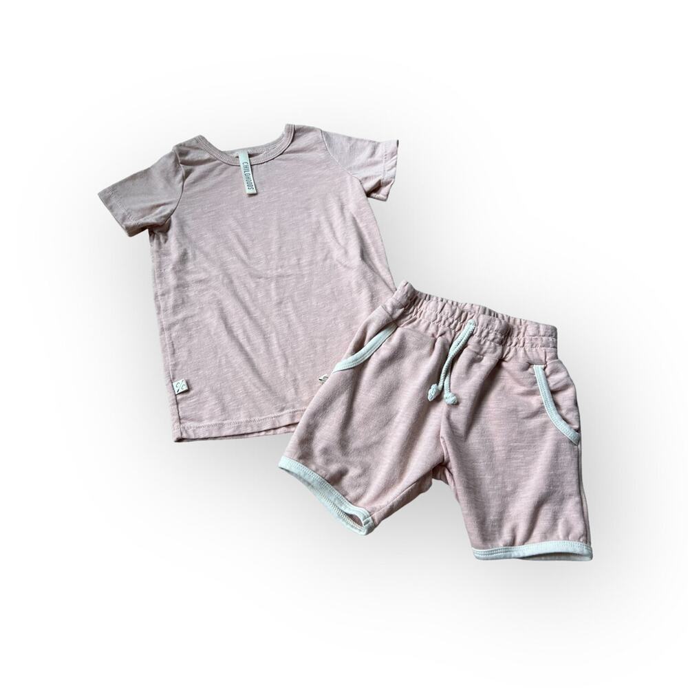 Childhoods Slub Cotton Shorts And Tee Set